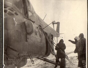 Civil helicopter from the 123rd flight detachment at the pass. Brusnitsyn archive.