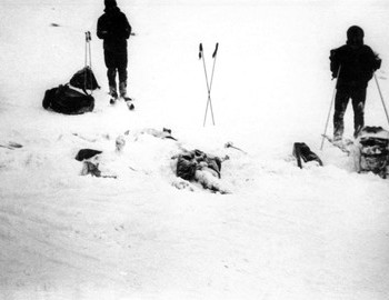 Tent and first 5 bodies found by Samodelov group one day after the tragedy, Jan 28, 1973