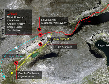 Chivruay Pass incident map - location of the bodies
