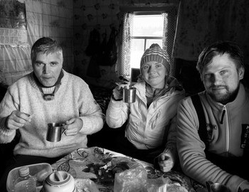 Richard Holmgren, Ekaterina Zimina and Konstantin Keller in Ushma village