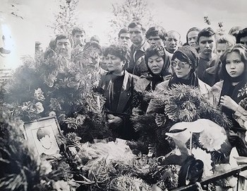 Timur Bapanov's funeral - he was the youngest member of the group, only 15 years old
