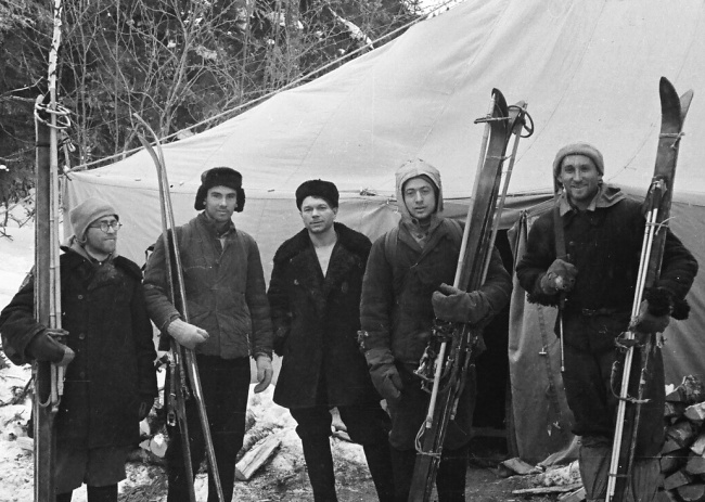 The Great Five. Radio operator Egor Nevolin in the center.