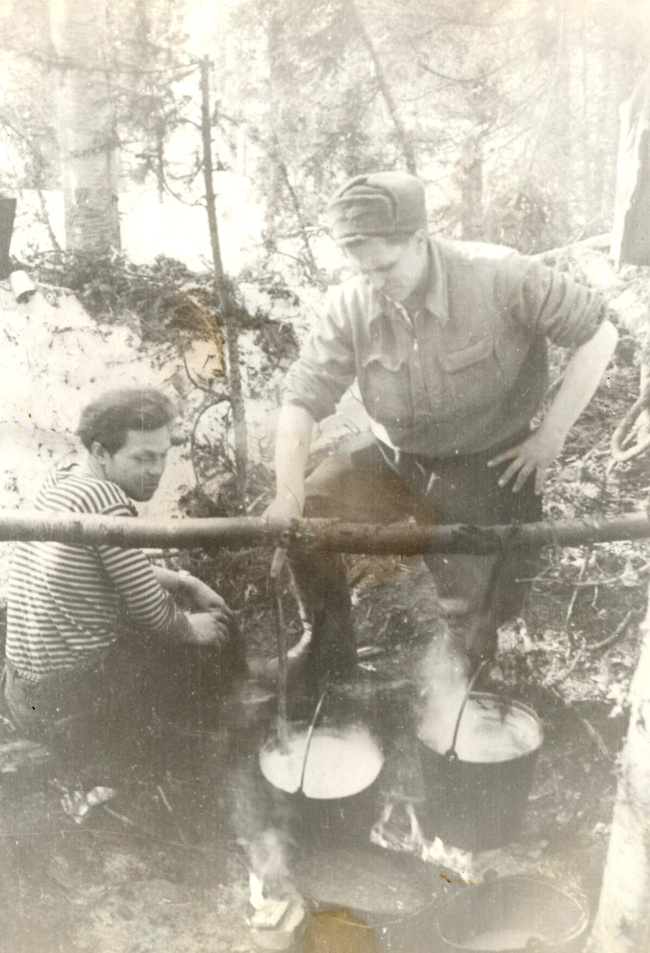 In the camp. May 1, 1959. Askinadzi and Nikolay Kuzminov