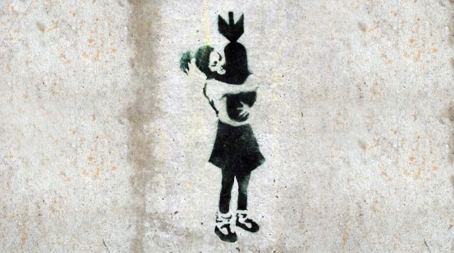 Banksy bomb hugger