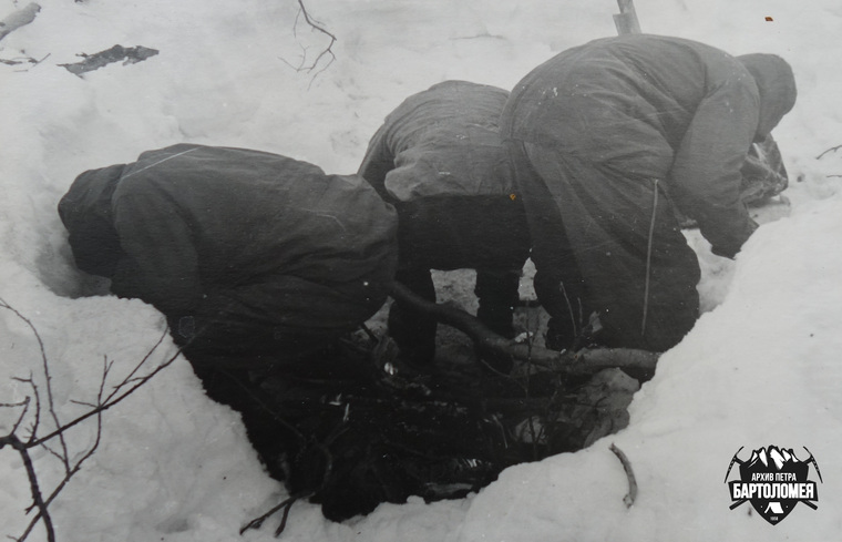 Hikers dry their butts over a fire