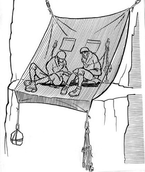 Suspension of the Zdarsky tent on a ledge