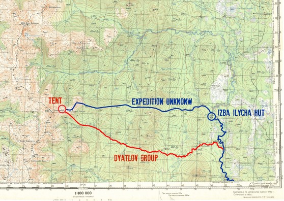 Dyatlov Pass: Auspiya map with routes