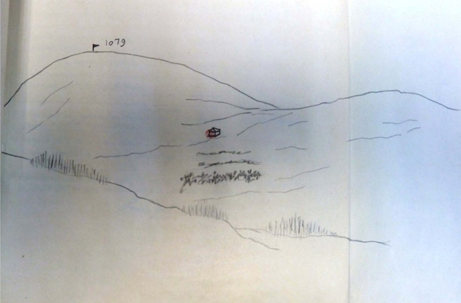 Fig. 2. Location of the tent on the north-eastern spur of Mount Kholat Syakhl, Case files 81