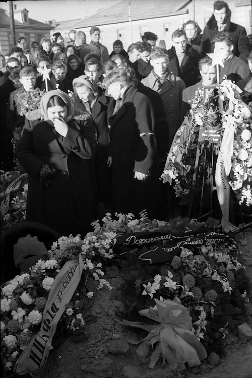 Relatives of Yuri Doroshenko follow the coffin