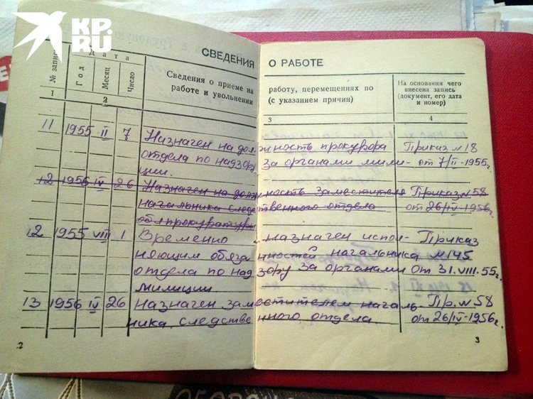 The work record book of Evgeniy Okishev