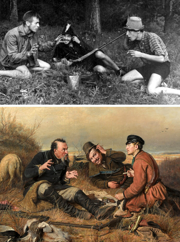Summer 1958, Altai, "Hunters at a halt" - Shunin, Thibeaux-Brignolle, Bartolomey