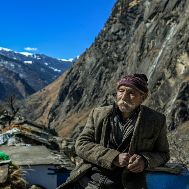 Dhan Singh Rana in Lata village in 2022.