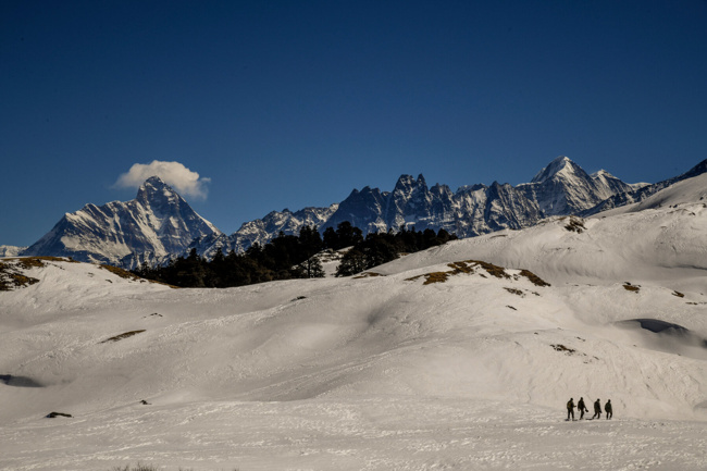 Nanda Devi, in the background, has been closed to climbers for years.
