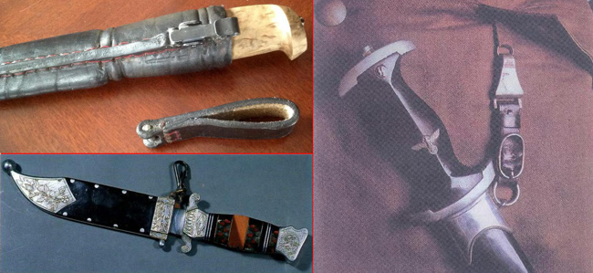 Options (there may be more than 3) for attaching the Thibeaux-Brignolle's scabbard