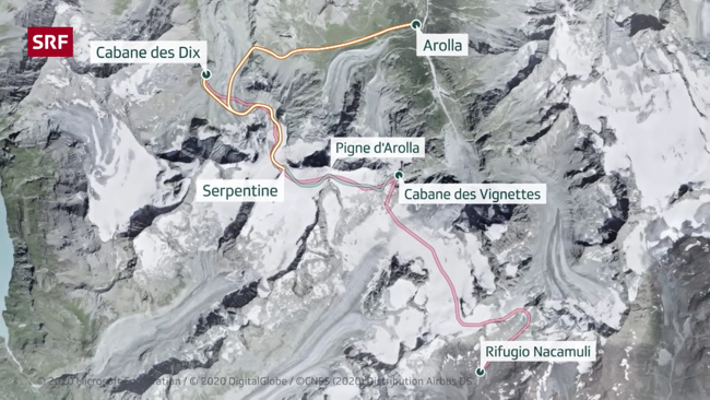 Turning back from the "Serpentine" and going to Arolla Turning back from the "Serpentine" and going to Arolla