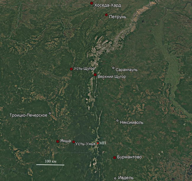 Метеостанции по которым получены срочные данные из базы данных ВНИИГМИ-МЦД