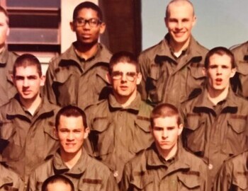 Gary Mathias (center), Basic Training at Fort Ord, CA