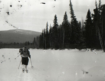 28 Jan 1959 - Lozva river, photo by Semyon Zolotaryov. He decides to take a picture of the group against Hoy-Ekva 733m