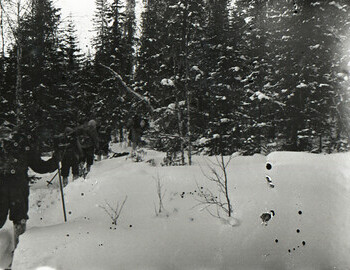 Dyatlov group on a break. The weather has changed, overcast. 