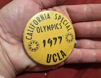 Jackie's Special Olympics pin, photo courtesy of Tom and Claudia Huett