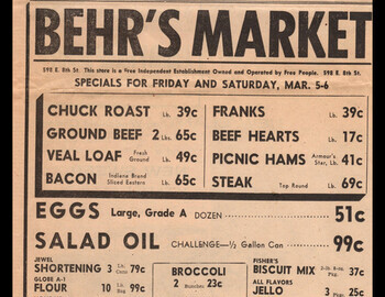 Behr's market menu
