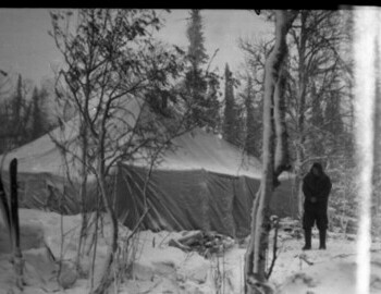 The search camp. The small tent was used as a storage shed.