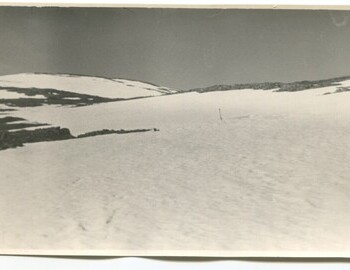 The place of the tent is marked with a ski pole. From the archives of the Krivonischenko family.