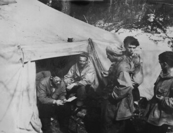 Nevolin, Fyodorov, Askinadzi, Suvorov and Mohov at the camp 