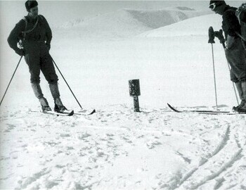 The Curran Bothy covered by about 7 feet of snow in early March 1972. Only the vent is visible. Photo by D. Grieve