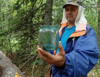 Glass jar found in the area where the winter searchers camp must have been in 1959.