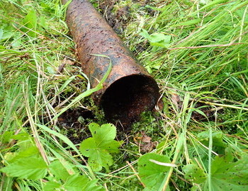 Steel pipe 317 cm, diameter 120, thin wall 2-3 mm, thread 6 cm deep at one end.