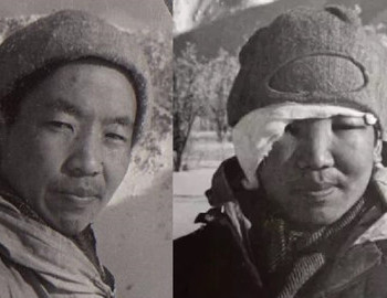 Kolya Han before the Central pass and after   falling during the descent from the pass with concussion and loss of consciousness.