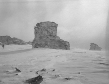 1959 - This shot is taken from the direction where Dyatlov tent was found. This is where the rock gets the name Boot Rock.
