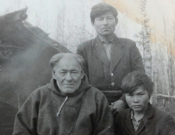 Stepan Nikolaevich Kurikov, son Nikolay Stepanovich and grandson Lesha Kurikov on a hunt.
