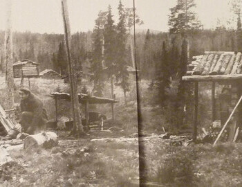 Androsov at the Bahtiyarovs' yurt. Khovr-yankylm. On the right is Miron and Lisa's yurt. In the distance is Pyotr and Darya's yurt.