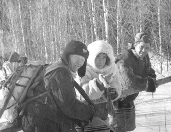 1959 Ivan Pashin, Mansi Aksey Alekseevich Anyamov and Aleksey Cheglakov during the search of Dyatlov group