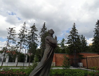 The monument honors Alexander Pushkin, a renowned Russian poet and writer
