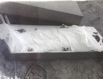 Zina's opened coffin - photo from Kolmogorova 's sister T. A. Zaprudina
