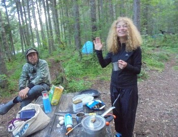 Sergey Ipatov and Teddy at Auspiya campsite