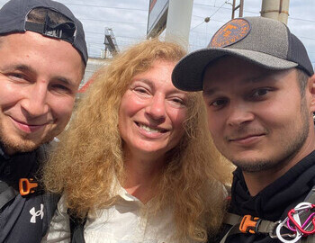 Alexei, Teddy and Vlad at the platform before they get on the train