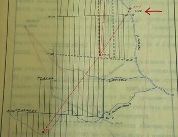 Scheme with checkpoints for geophysical surveys in 1959, including District 41 (Схема расположения контрольных пунктов, в т.ч. и в поселке 41 квартала в 1959 году.)