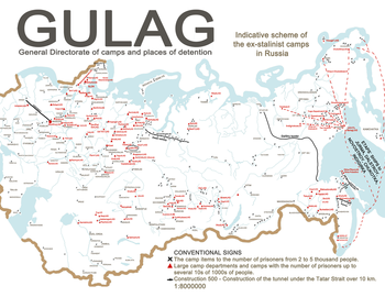 Gulag – General Directorate of camps and places of detention – Indicative scheme of the ex-stalinist camps in Russia