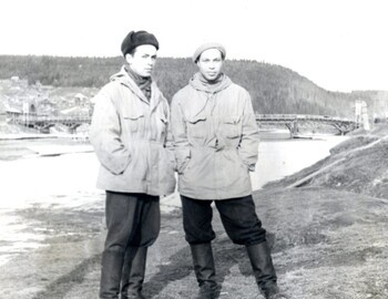 34. Suvorov and I at the airfield in Ivdel.