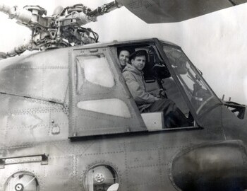 38. With Kuznetsov in the helicopter cockpit.