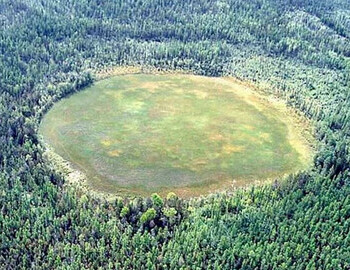 Photo of Lake Cheko that circulates as the Tunguska event