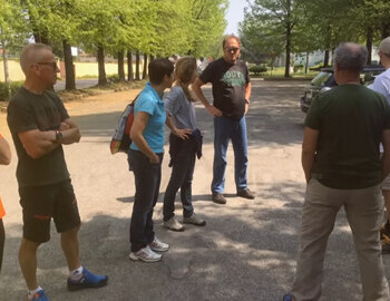 First photo, meeting at the parking lot