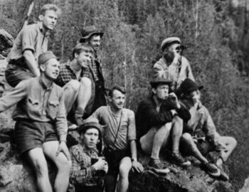 Rustem is in the middle, fourth from the right, Altai 1958