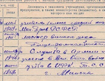 From the questionnaire in his personal file of the Pyatigorsk Pedagogical Institute