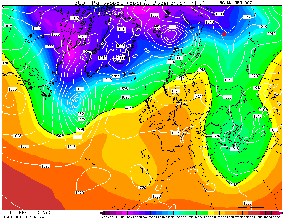Meteorological data for Jan 30 – Feb 2, 1959